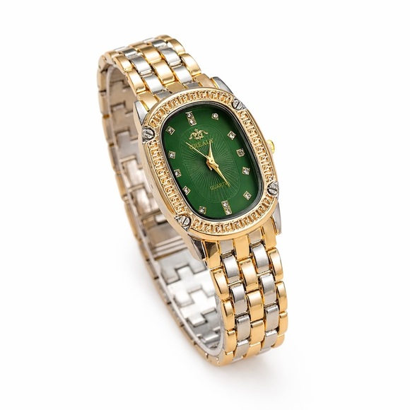 Grealy Jewelry - Gold and Silver Two-Tone Watch with Green Dial